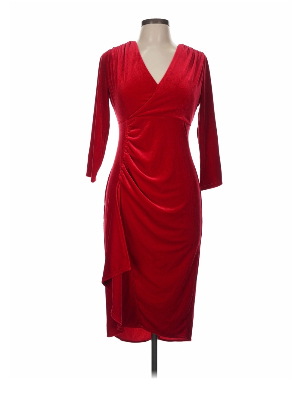 Harper Rose Long Sleeve V-Neck Ruched Ruffle Midi Dress size 14